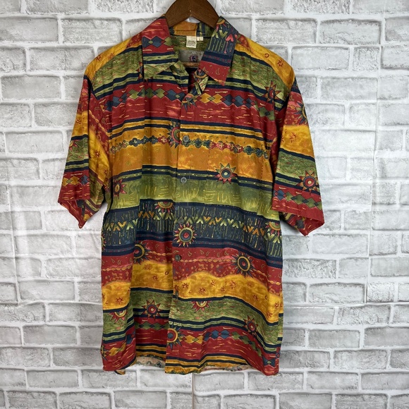 The Territory Ahead Colorful Southwestern Print Casual Button Up Shirt Men LARGE - Picture 1 of 6